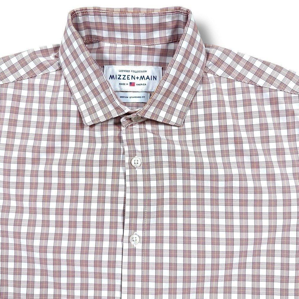 Mizzen+Main Leeward Shirt Men's Medium Standard Fit Plaid Button Long Sleeve USA